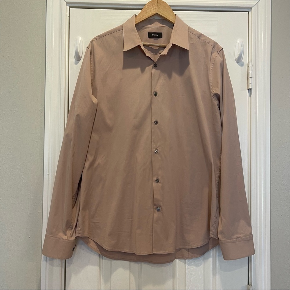 Theory Button Down Shirt Men’s Sz XL Dusty Pink Office Business Career Formal